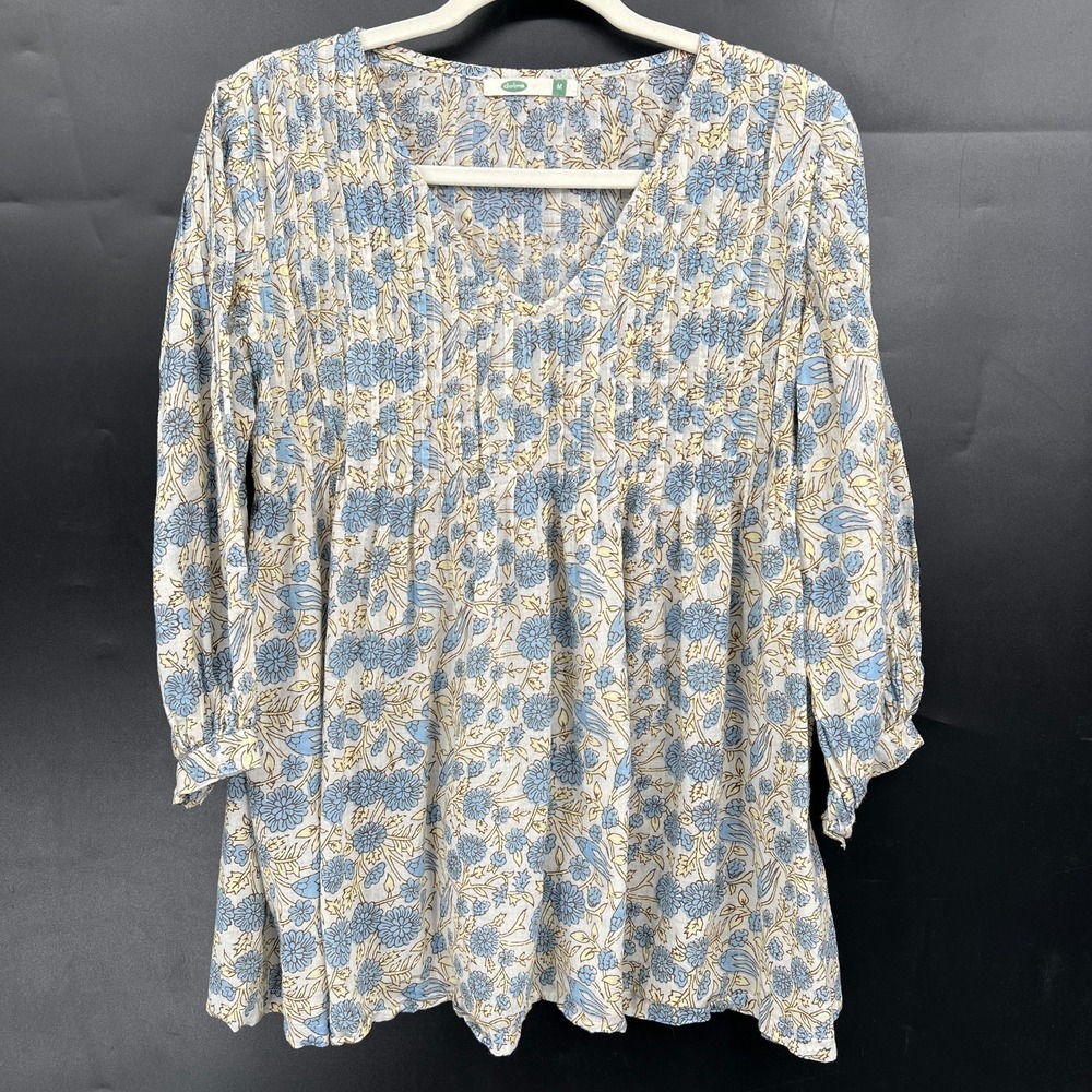 Dolma lightweight cotton floral tunic blouse scandi chic boho Anthropologie M